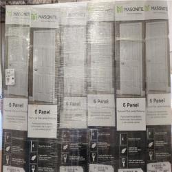 Phoenix NEW Masonite 30 in. x 80 in. 6 Panel Left-Handed Primed Composite Hollow Core Single Prehung Interior Door 4-9/16 in. Flat Jamb Pallet of 6