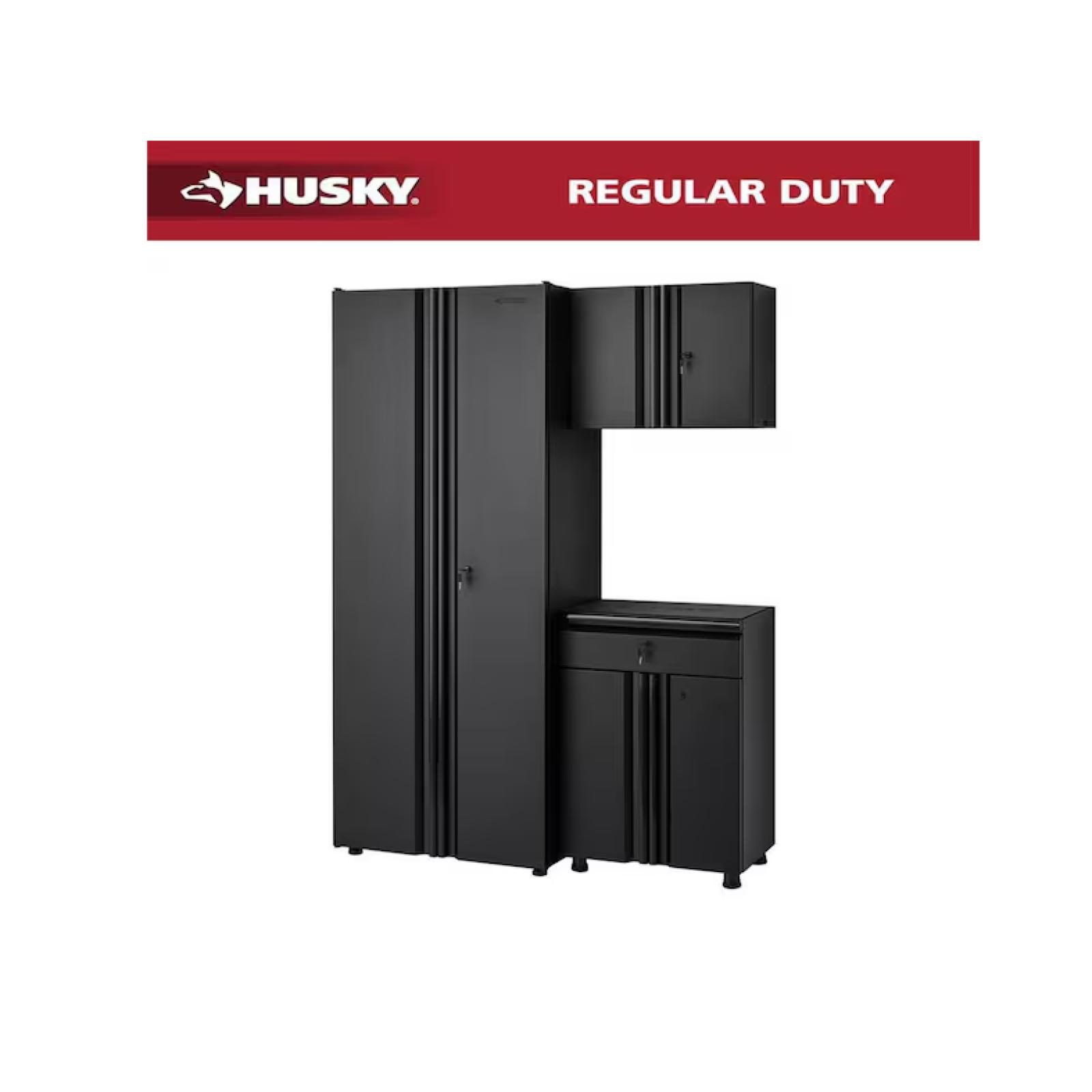 DALLAS LOCATION - Husky 3-Piece Regular Duty Welded Steel Garage Storage System in Black PALLET-(2 UNITS)