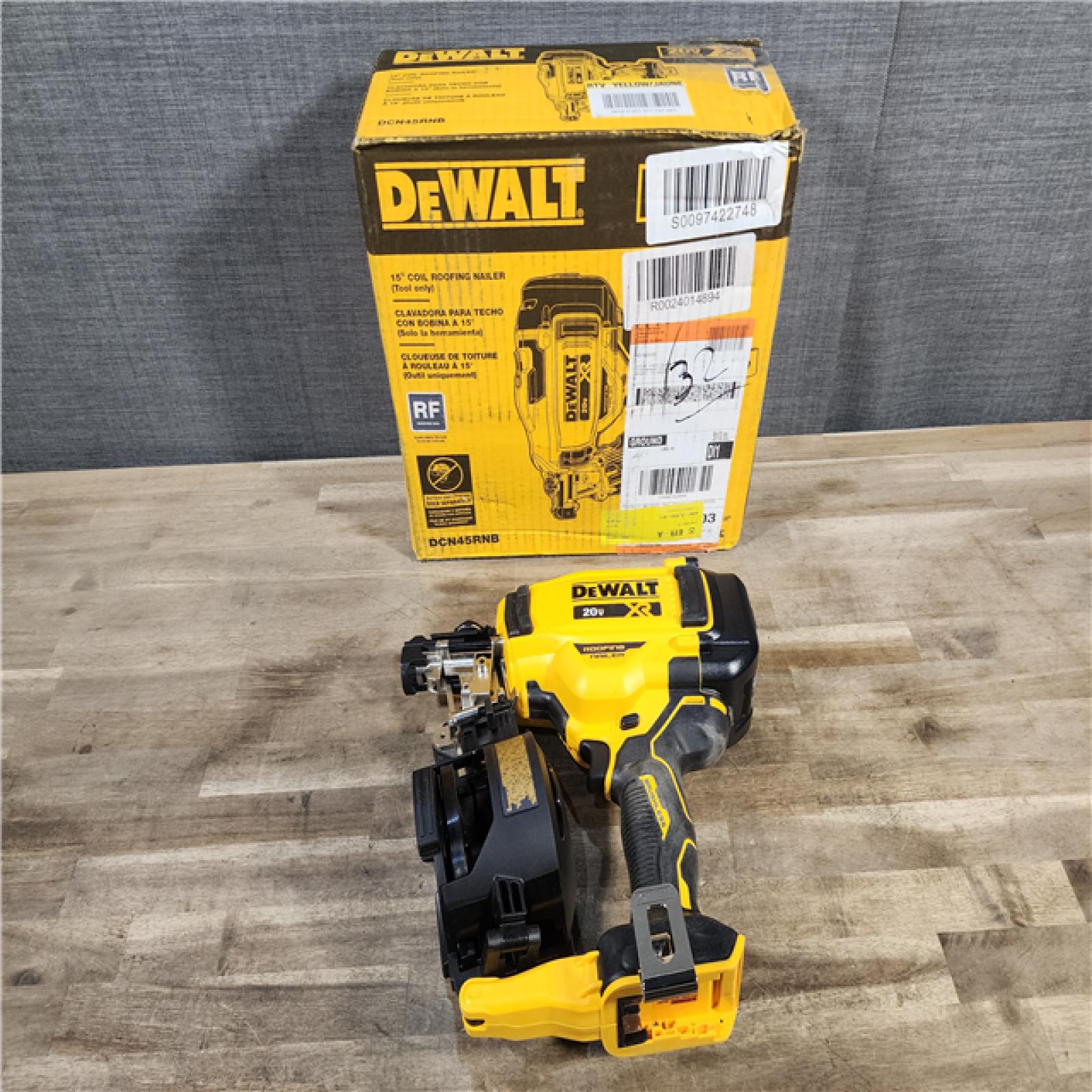 HOUSTON LOCATION - AS-IS DeWalt DCN45RNB 20V Max 15 Degree Cordless Coil Roofing Nailer (Tool Only)
