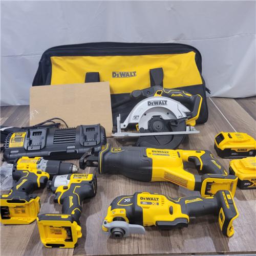AS-IS DEWALT 20-Volt MAX Cordless Combo Kit (5-Tool) with (2) 20-Volt 5.0Ah Batteries & Charger