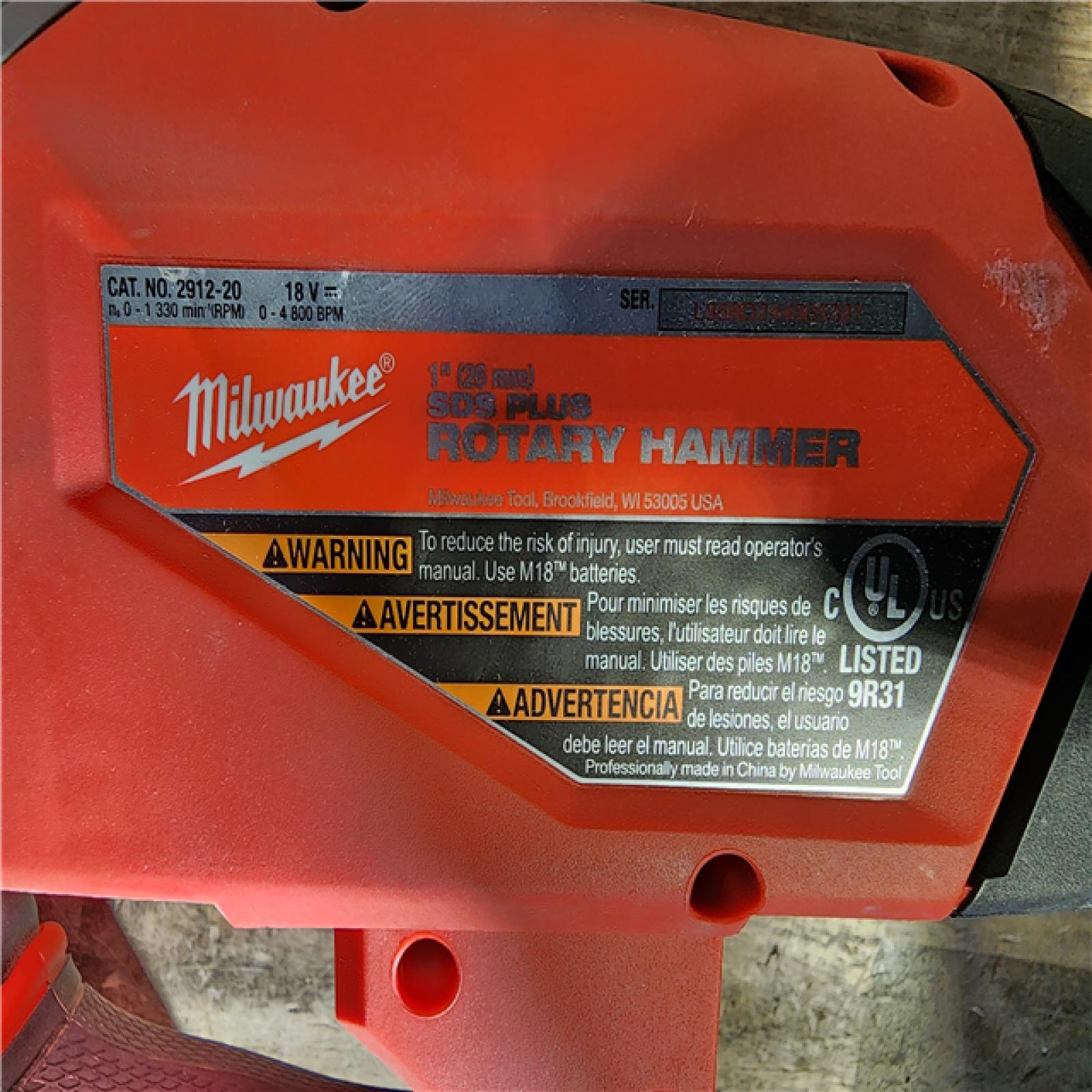 HOUSTON LOCATION - AS-IS Milwaukee M18 FUEL 18V Lithium-Ion Brushless Cordless 1 in. SDS-Plus Rotary Hammer (Tool-Only)