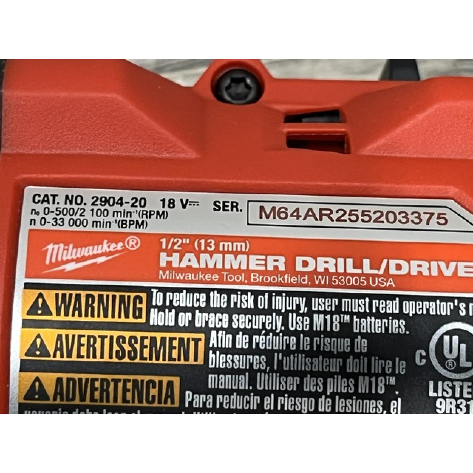 AS-IS Milwaukee FUEL 18V Lithium-Ion Brushless Cordless 1/2 in. Hammer Drill/Driver (Tool-Only)