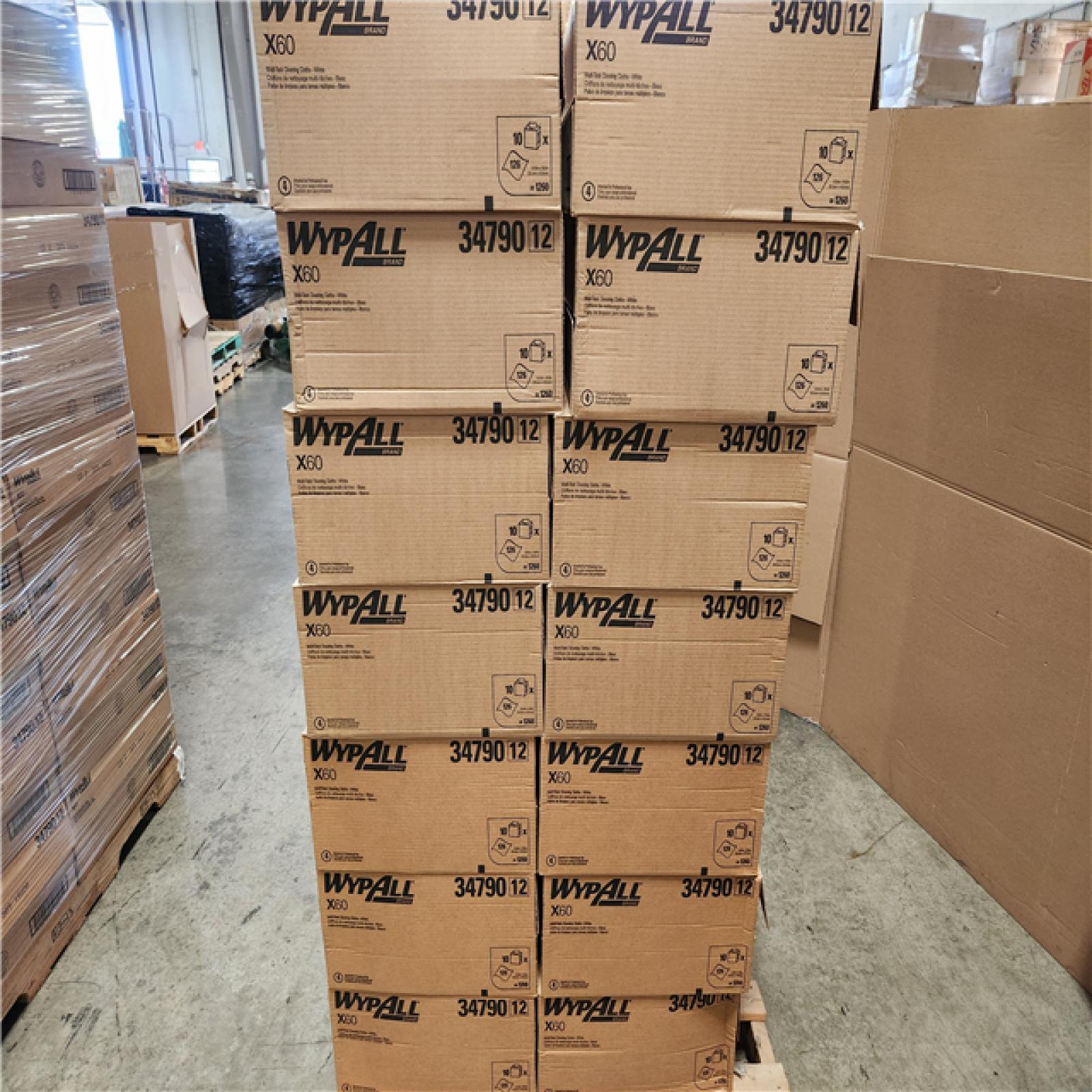 Phoenix Location NEW Wypall GeneralClean X60 Cloths Multi-Task Cleaning Wipes (34790), Strong and Absorbent Towels, White 126 Sheets Per Box Pallet (28-Boxes)