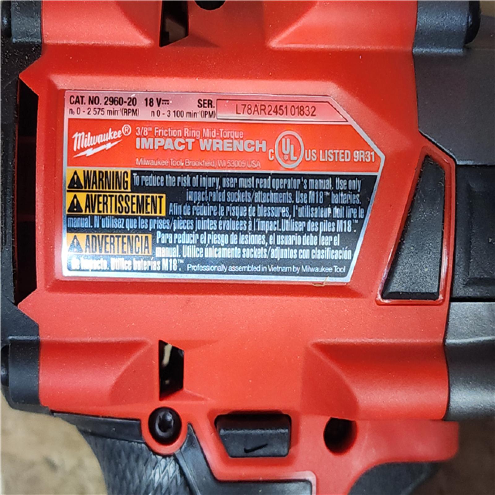 HOUSTON LOCATION - AS-IS Milwaukee FUEL GEN-2 18V Lithium-Ion Mid Torque Brushless Cordless 3/8 in. Impact Wrench with Friction Ring (Tool-Only)