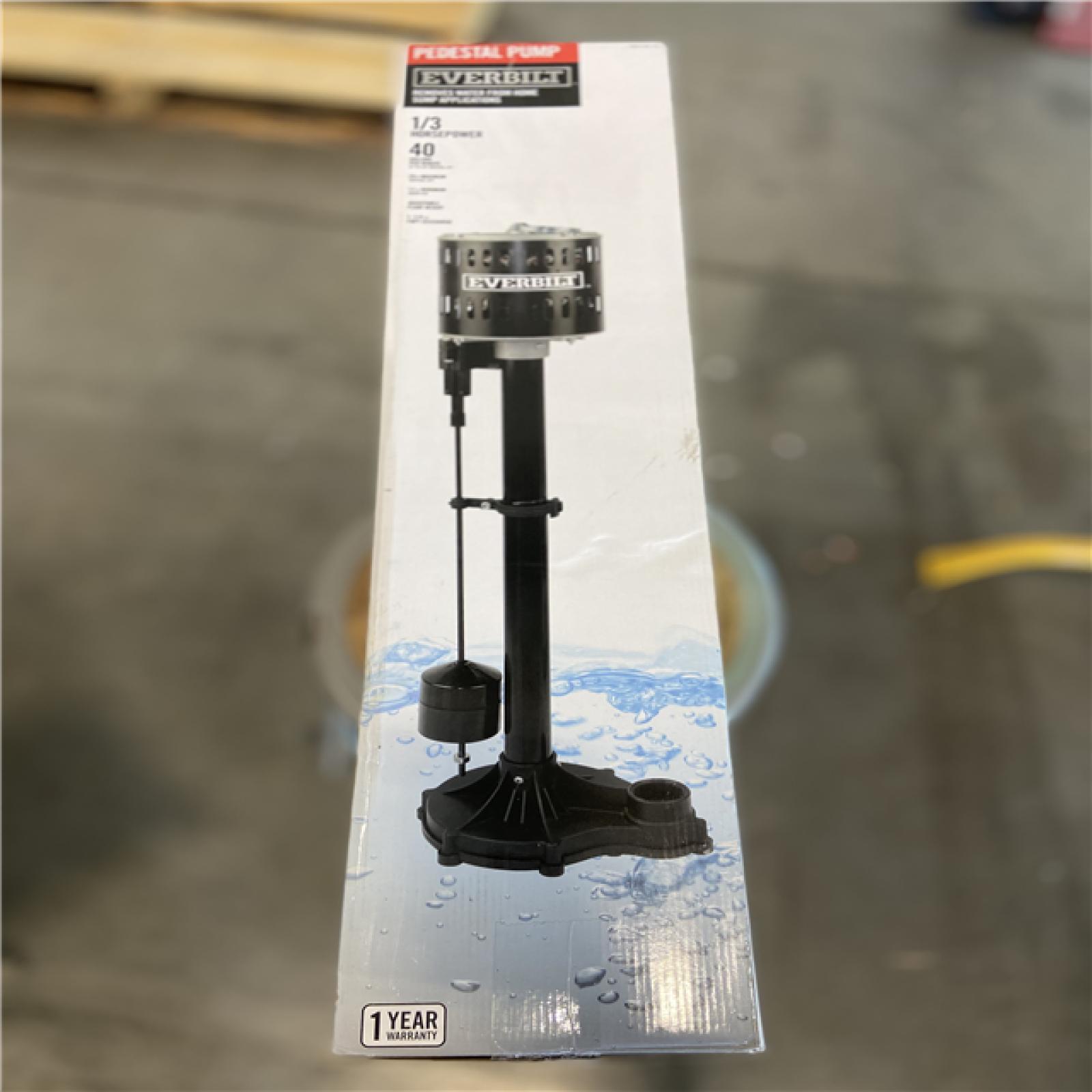 NEW! - Everbilt 1/3 HP Plastic Pedestal Sump Pump