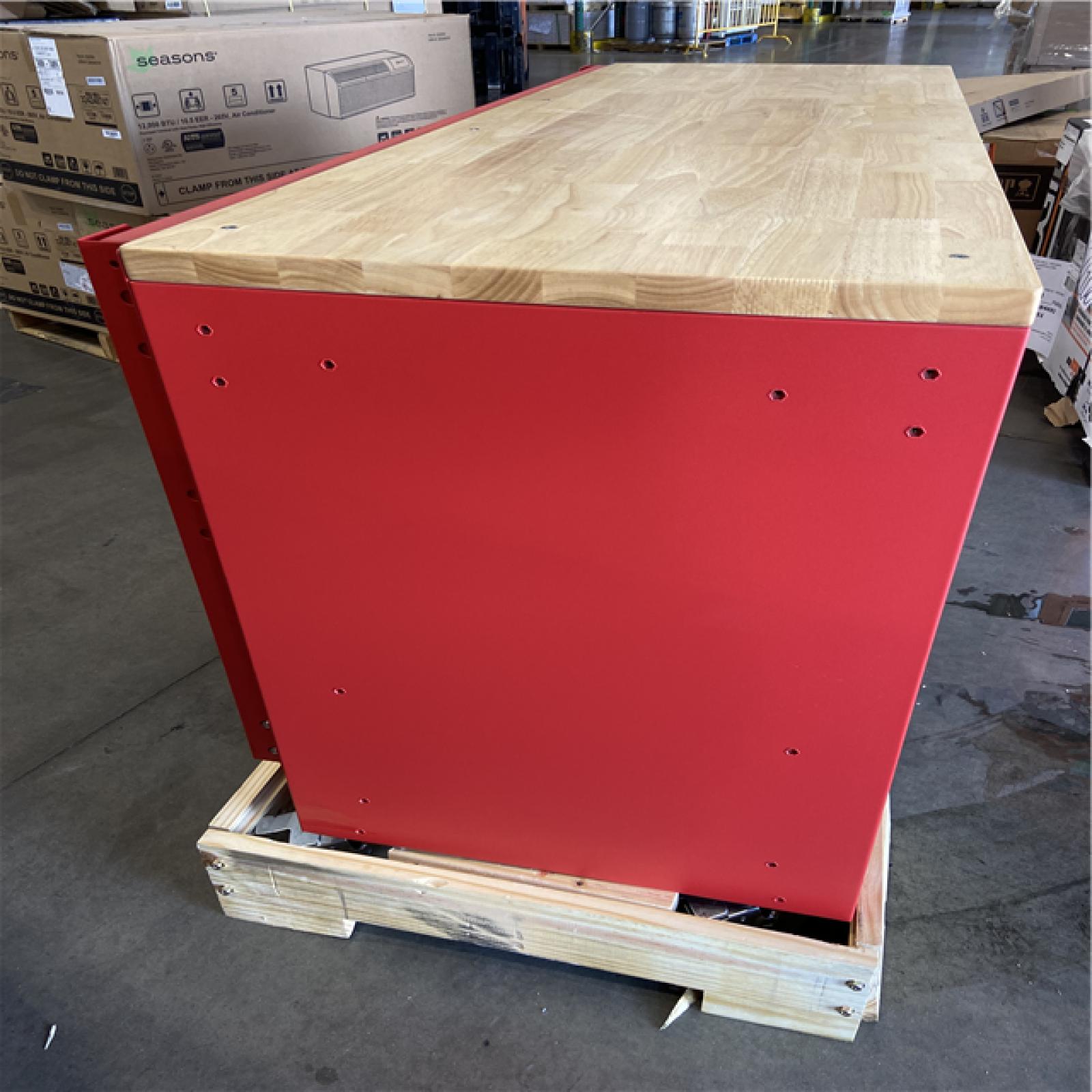 DALLAS LOCATION -  Milwaukee 61 in. 11-Drawer/1-Door 22 in. D Mobile Workbench with Sliding Pegboard Back Wall in Red/Black