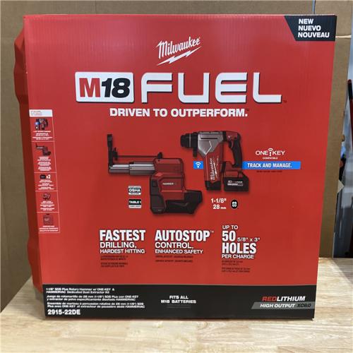 NEW! MILWAUKEE M18 FUEL 18V Lithium-Ion Brushless 1-1/8 in. Cordless SDS-Plus Rotary Hammer/Dust Extractor Kit