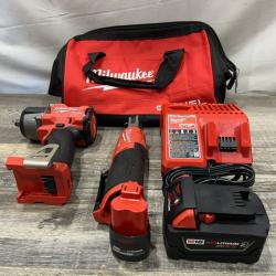 AS-IS Milwaukee FUEL 18V Cordless Mid Torque 1/2 in. Impact Wrench w/ 12 FUEL 3/8 in. Ratchet Combo Kit