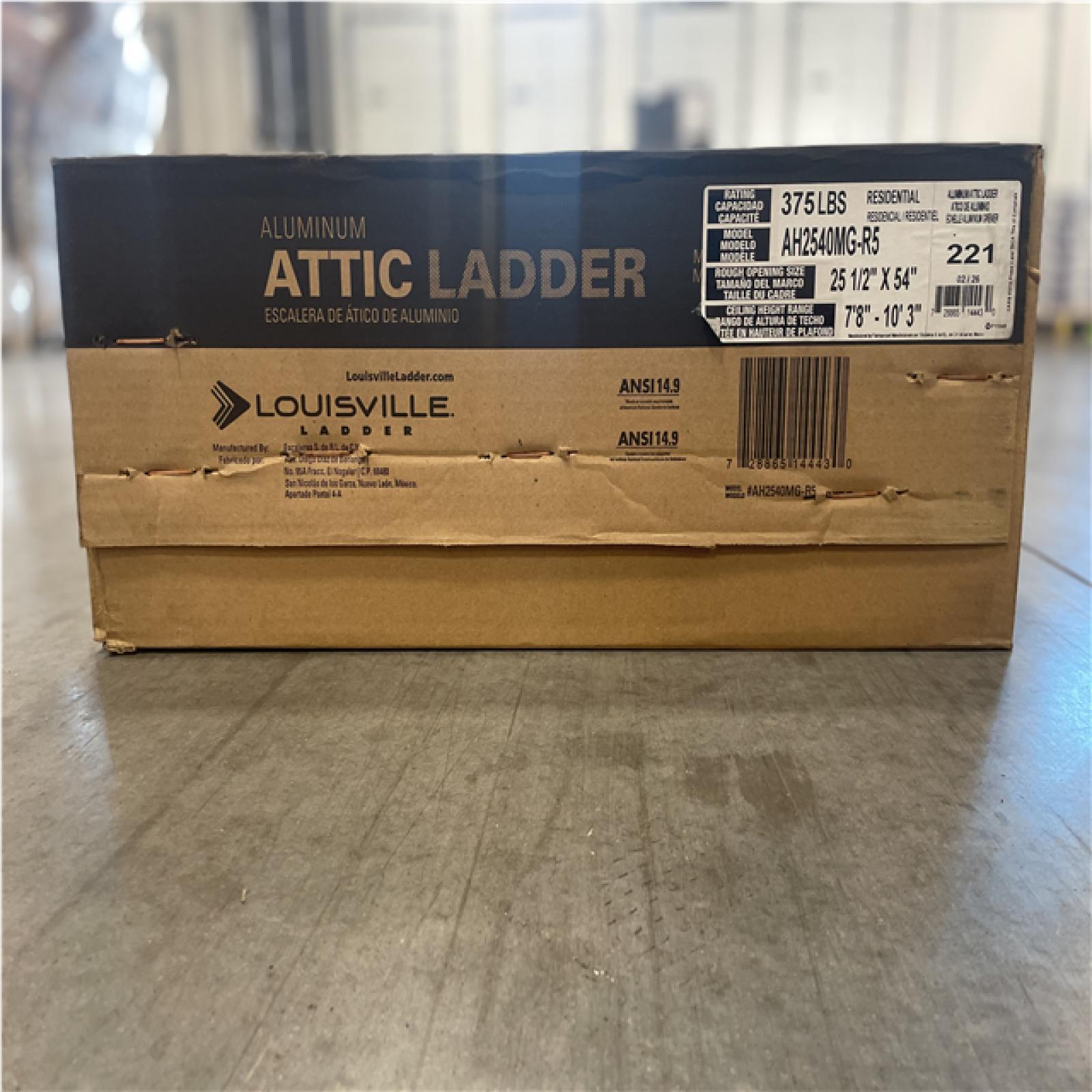 DALLAS LOCATION- AS-IS LOUISVILLE Insulated Aluminum Attic Ladder 7.8 FT-10.3 FT