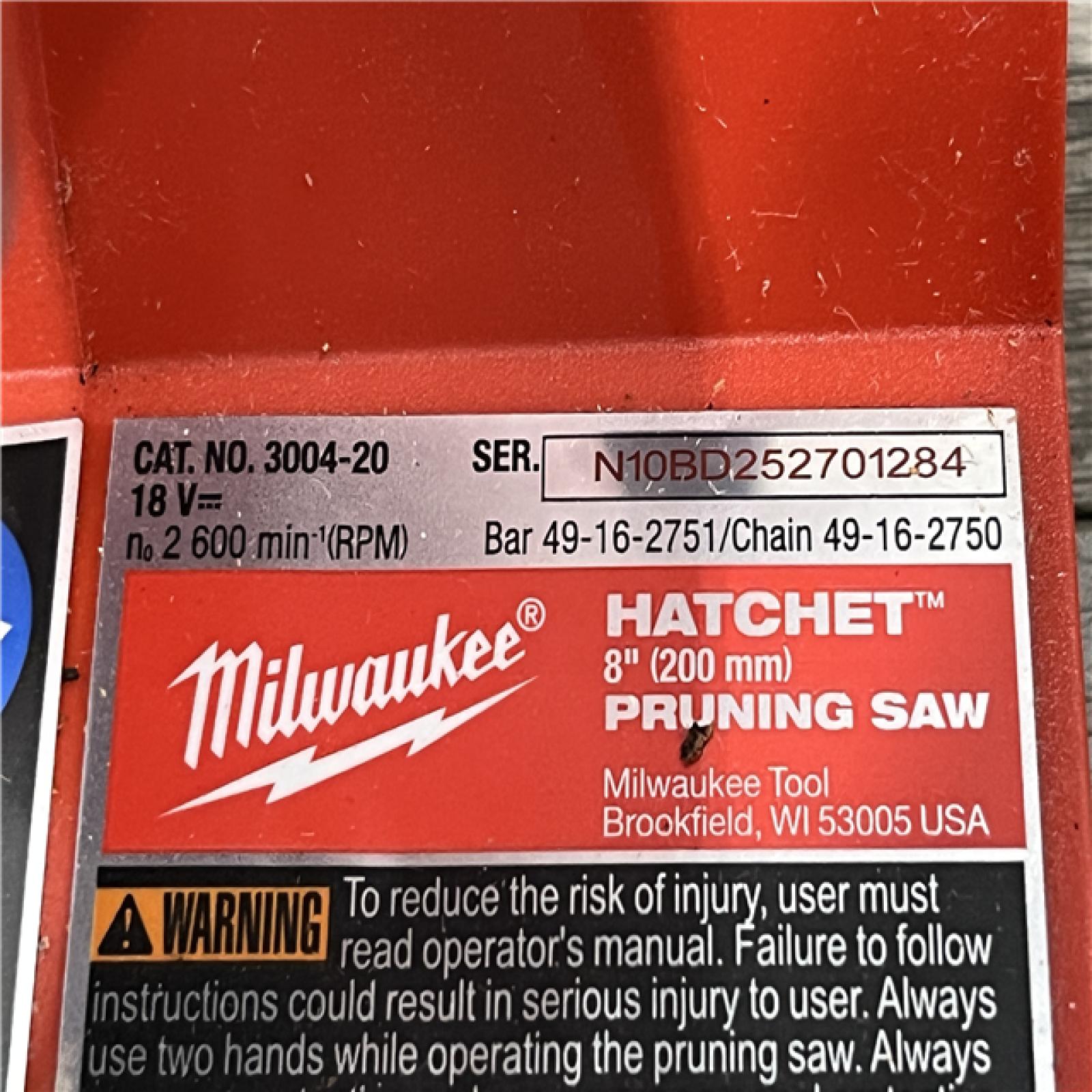 AS-IS Milwaukee FUEL 18V Lithium-Ion Brushless Cordless 8 in. HATCHET Pruning Saw (Tool-Only)
