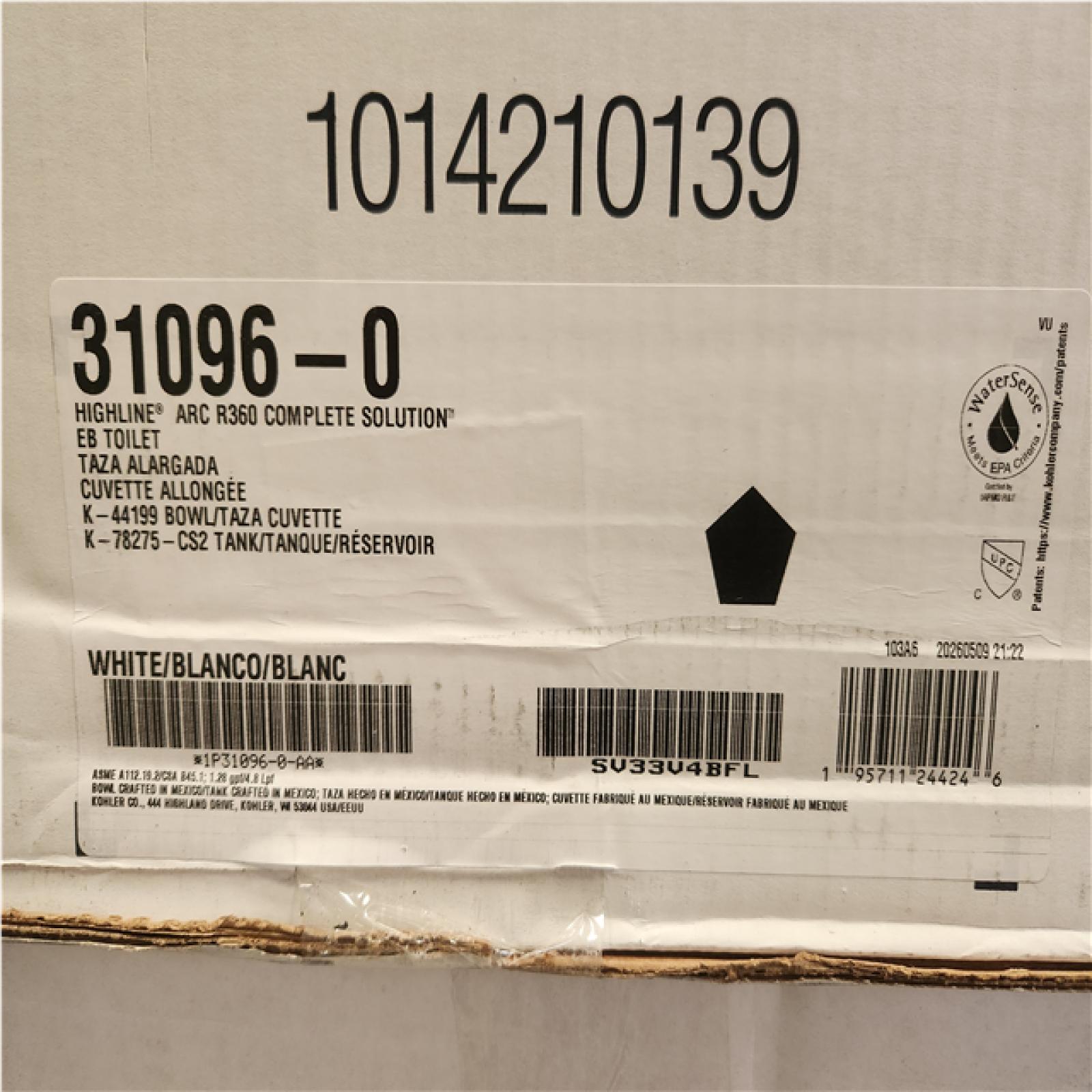 Phoenix NEW 6 KOHLER Highline Arc 2-Piece 1.28 GPF Single Flush Elongated Toilet in White (Seat Included) MUST INSPECT ON SITE
