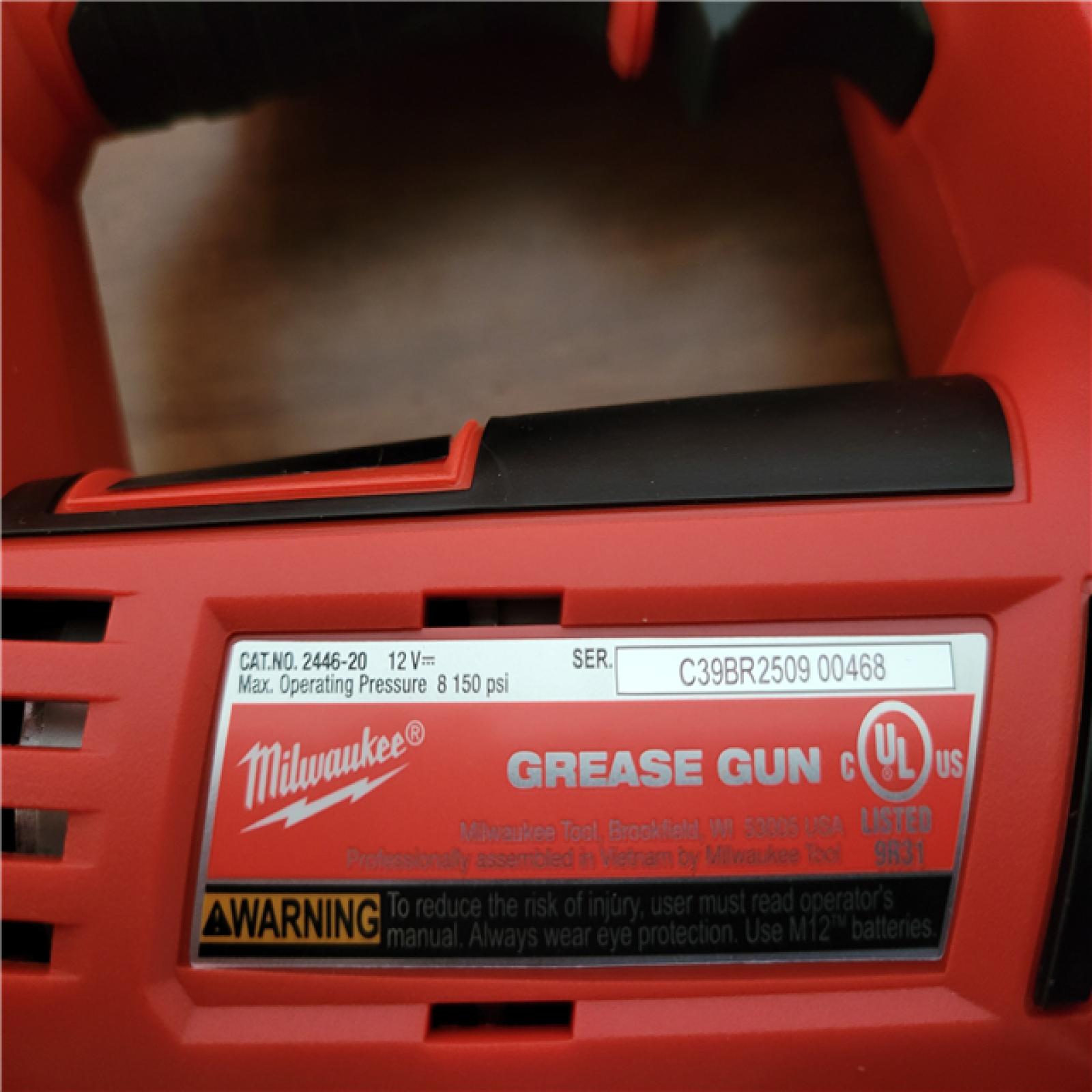 California NEW Milwaukee M12 Cordless Grease Gun (Tool Only)