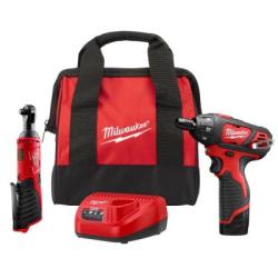 NEW - Milwaukee 12V Lithium-Ion Cordless 3/8 in. Ratchet and Screwdriver Combo Kit