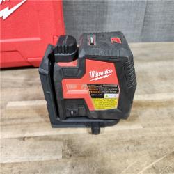 HOUSTON LOCATION - AS-IS Milwaukee-3522-21 Green Beam Laser Cross Line Plumb Point Rechargeable USB Kit