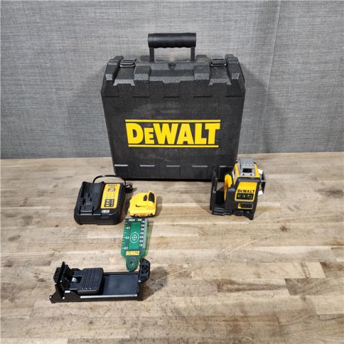 HOUSTON LOCATION - AS-IS DeWalt 12V MAX Lithium-Ion 100 Ft. Green Self-Leveling 3-Beam 360 Degree Laser Level with 2.0Ah Battery  Charger and Case