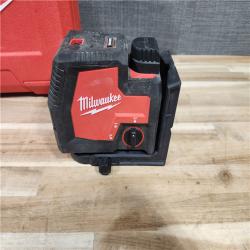 HOUSTON LOCATION - AS-IS Milwaukee Green 100 ft. Cross Line and Plumb Points Rechargeable Laser Level Kit