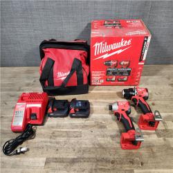 HOUSTON LOCATION - AS-IS Milwaukee M18 18V Lithium-Ion Brushless Cordless Compact Drill/Impact Combo Kit (2-Tool) W/(2) 2.0 Ah Batteries  Charger & Bag