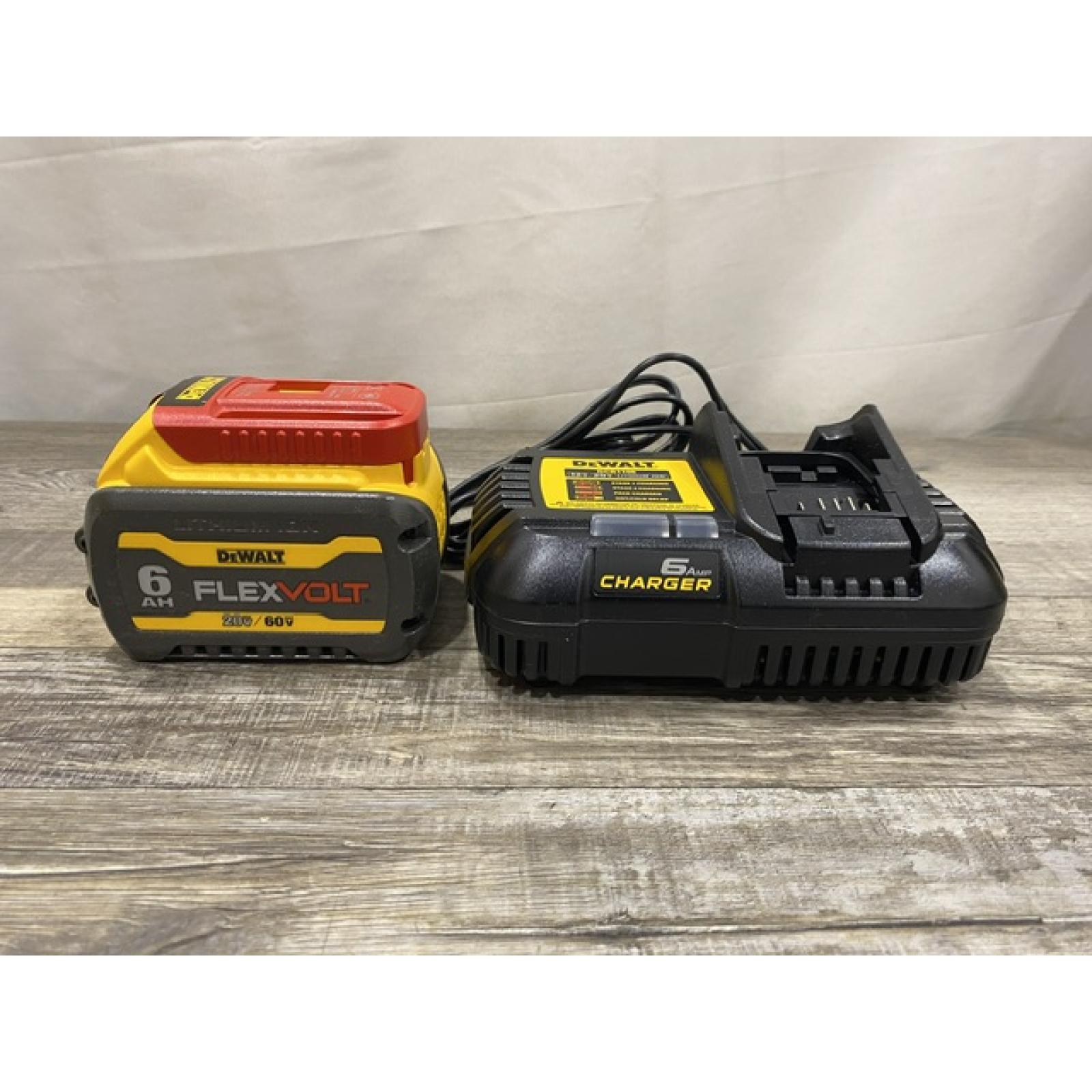 AS-IS DEWALT FLEXVOLT 20V/60V MAX Lithium-Ion 6.0Ah Battery Pack with 6 Amp Output Charger