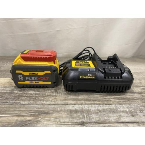 AS-IS DEWALT FLEXVOLT 20V/60V MAX Lithium-Ion 6.0Ah Battery Pack with 6 Amp Output Charger