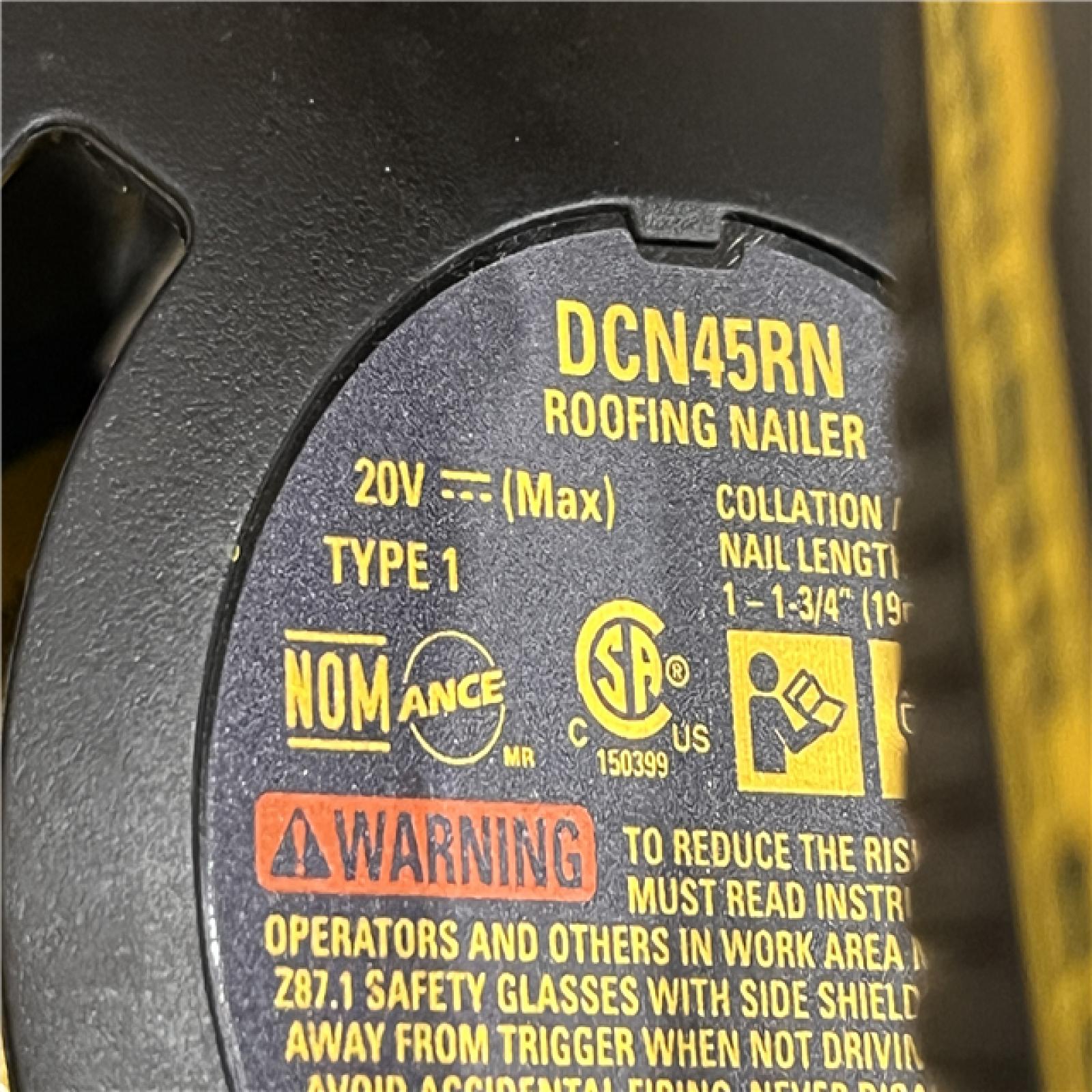 AS-IS DEWALT 20V MAX Lithium-Ion 15-Degree Electric Cordless Roofing Nailer Kit