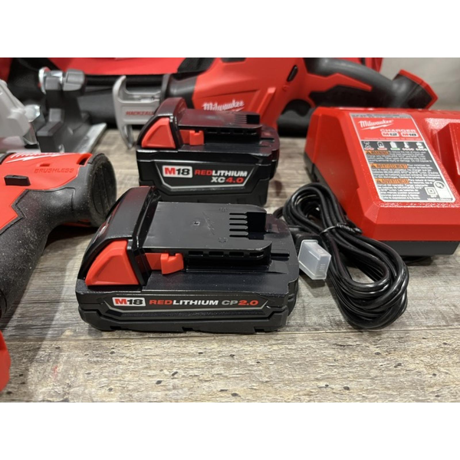 AS-IS Milwaukee 18-Volt Lithium-Ion Brushless Cordless (4-Tool) Combo Kit