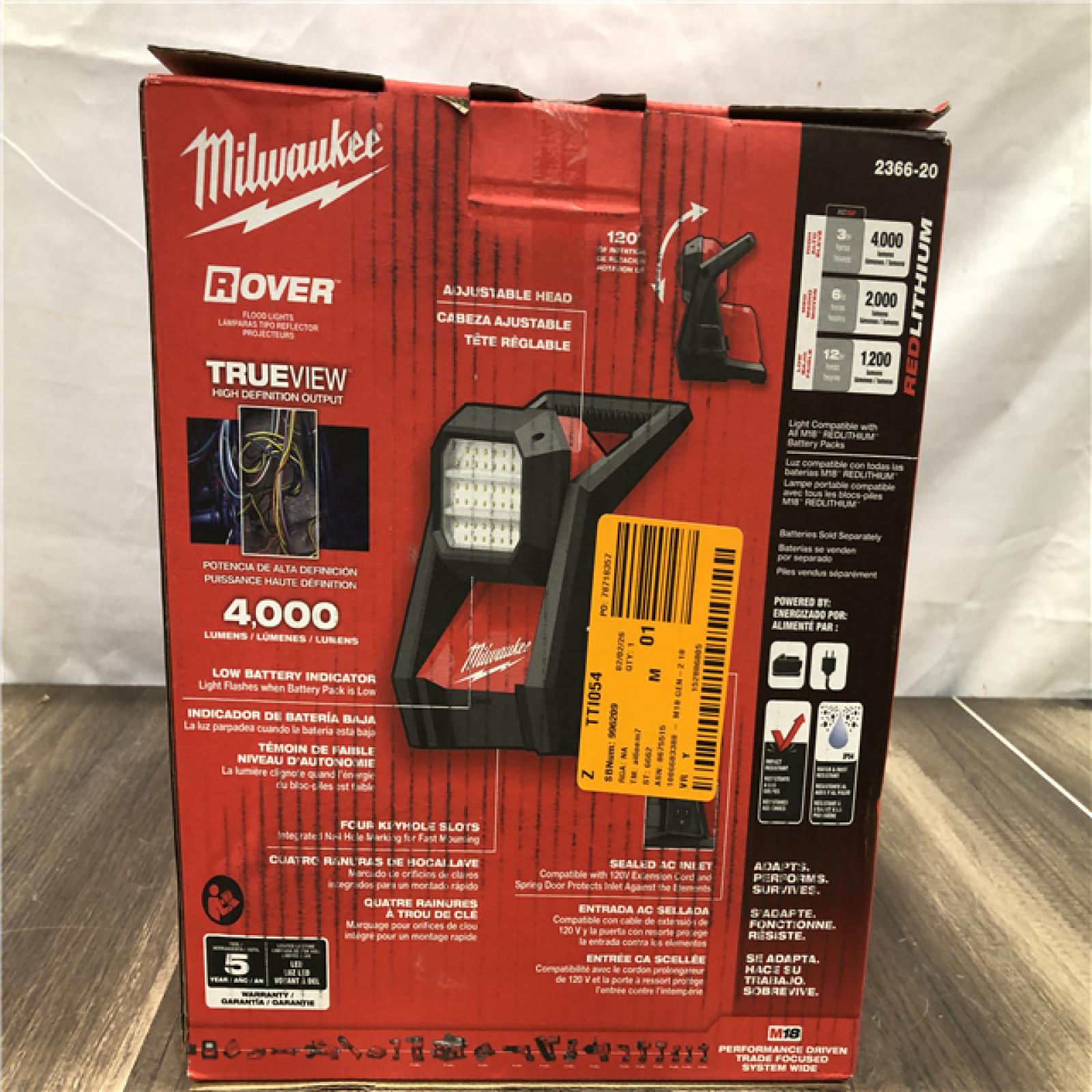 NEW- Milwaukee GEN-2 18-Volt Lithium-Ion Cordless 4000 Lumens ROVER LED AC/DC Flood Light (Tool-Only)
