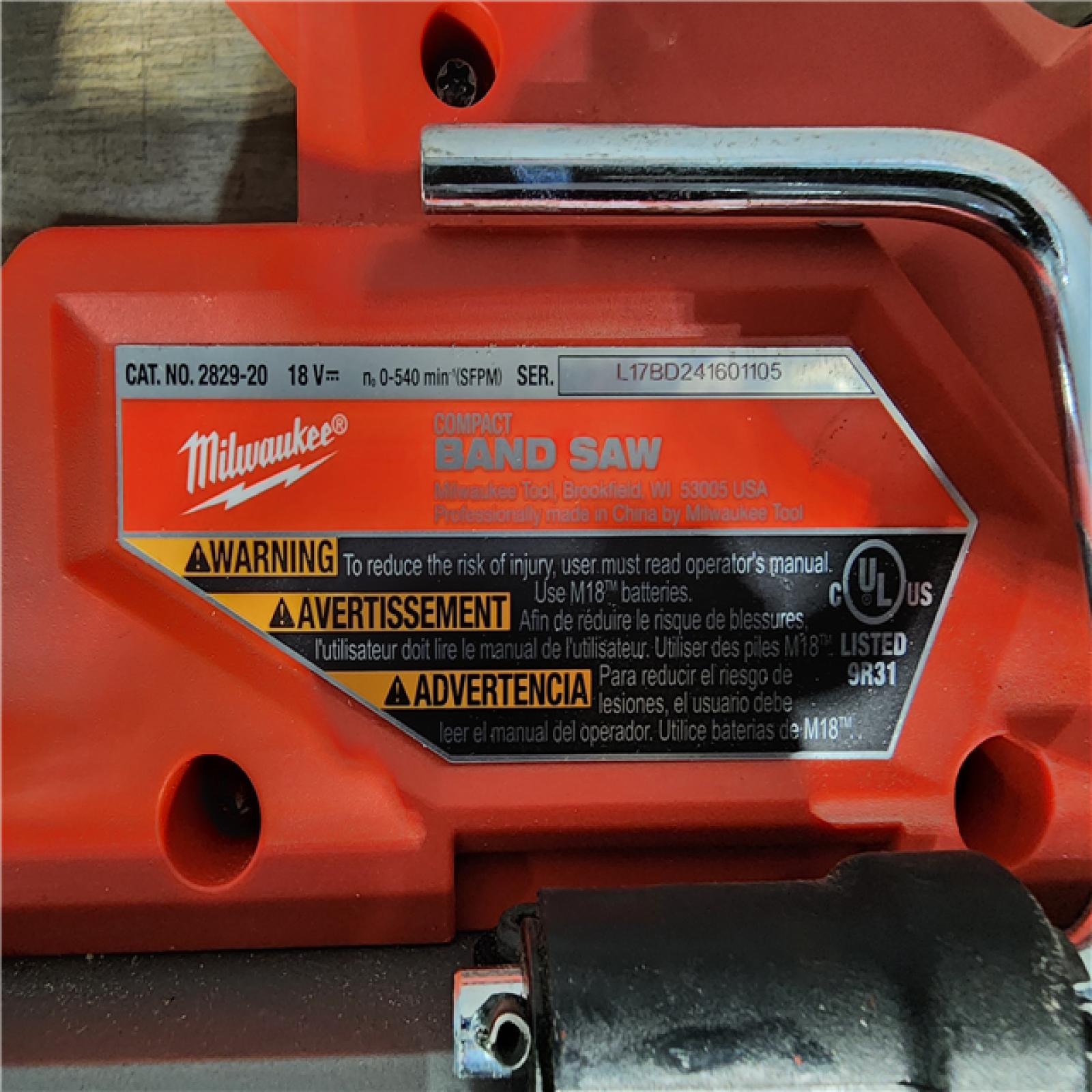 HOUSTON LOCATION - AS-IS Milwaukee M18 Fuel 3-1/4  18V Brushless Compact Band Saw 2829-20 (Bare Tool)