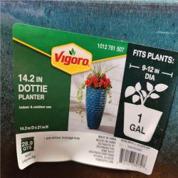 Phoenix Location Vigoro Dottie 14.3 in. W x 21 in. H Decorative Pots Teal Glazed Ceramic Vase Planter Pallet (12 Cases)