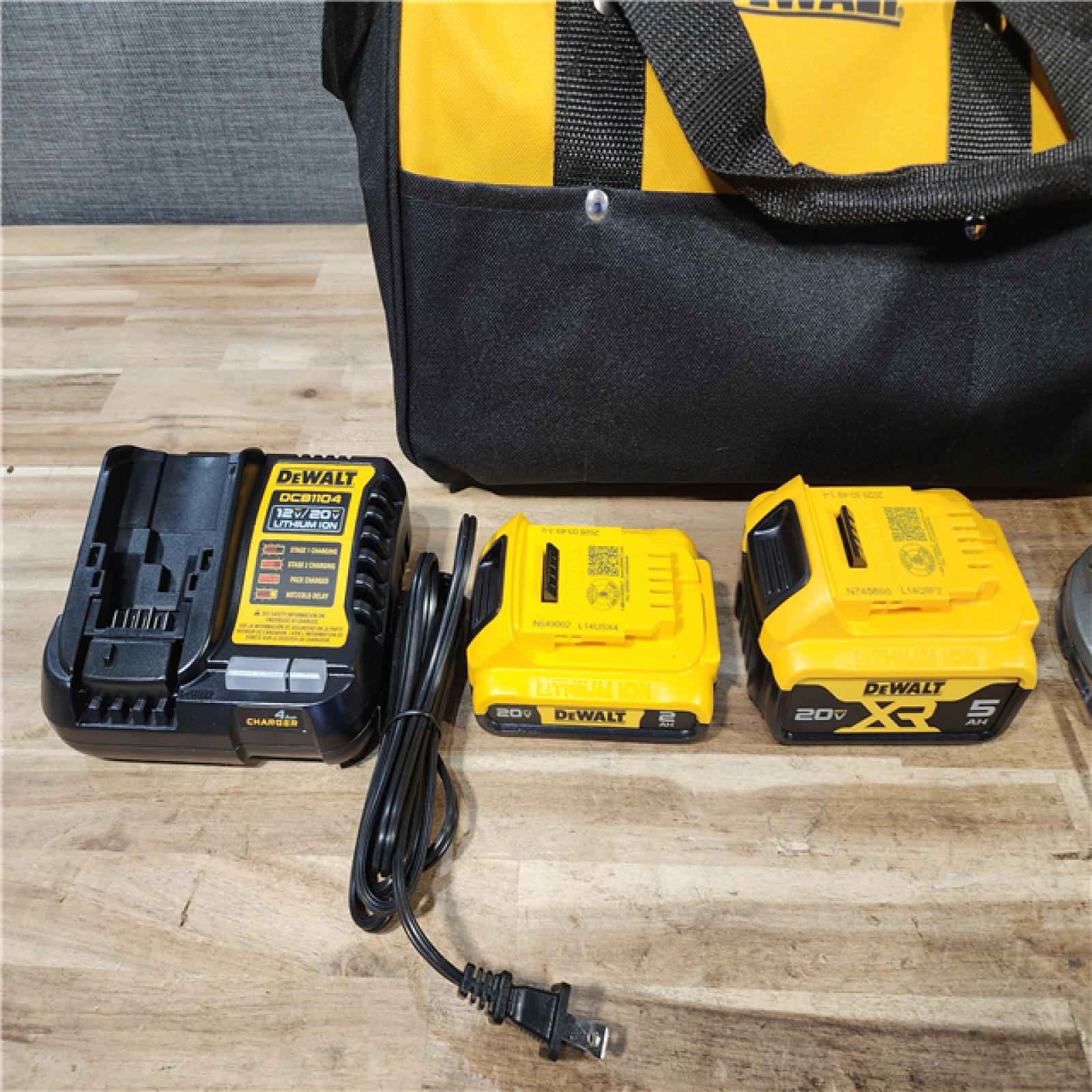 HOUSTON LOCATION - AS-IS DEWALT 20V MAX Lithium-Ion Cordless 3-Tool Combo Kit with 2.0 Ah Battery  5.0 Ah Battery  Charger and Bag