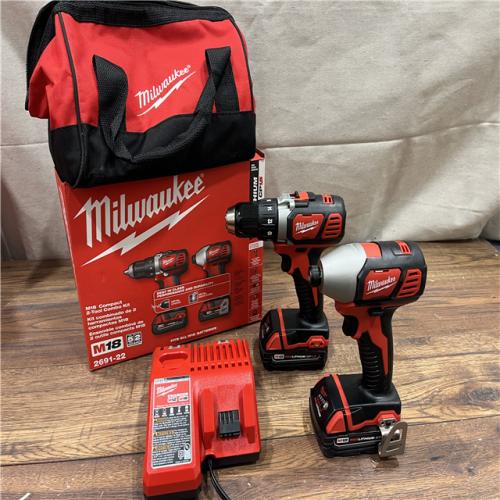 AS-IS Milwaukee M18 18V Cordless Brushed 2 Tool Drill/Driver and Impact Driver Kit