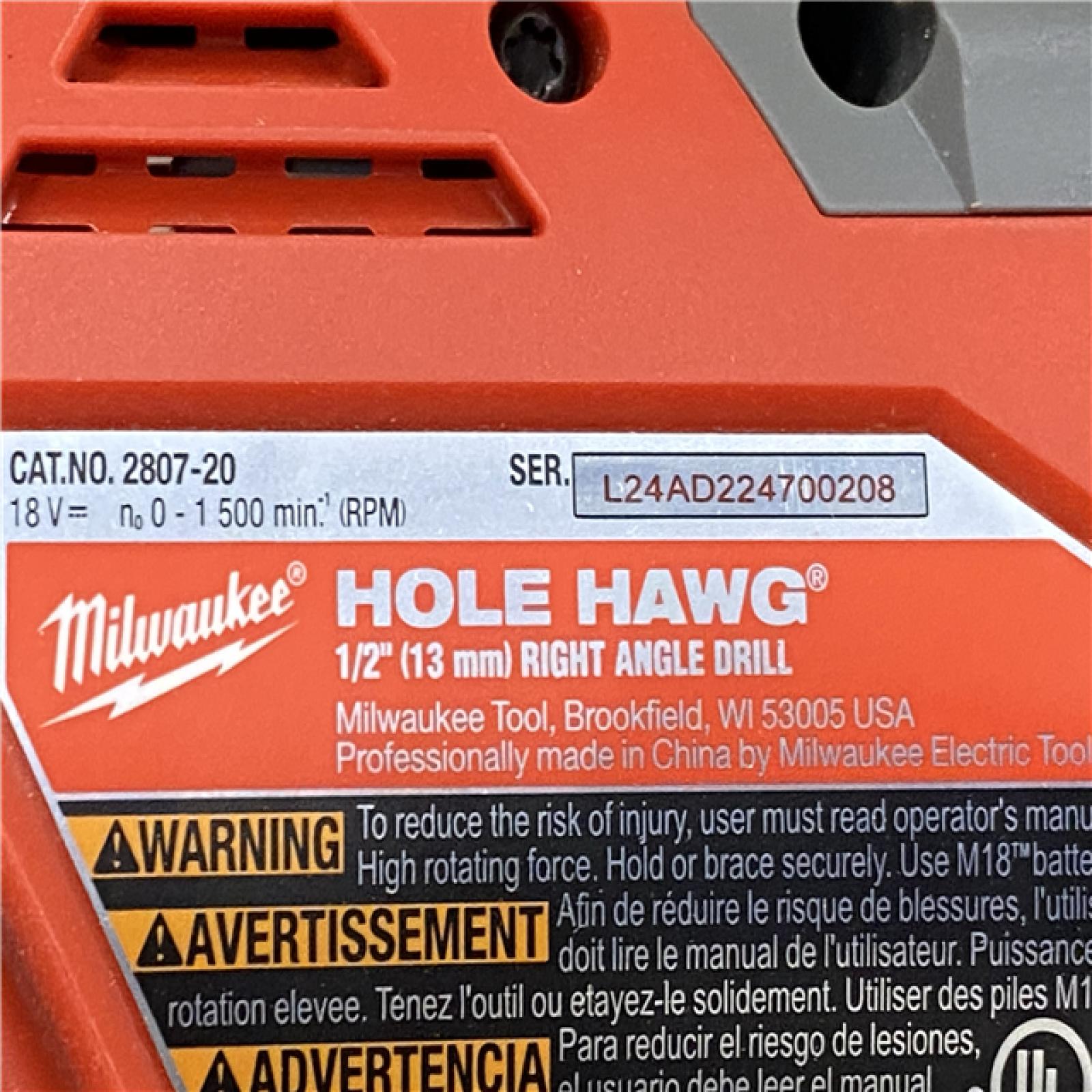 AS-IS Milwaukee FUEL GEN II 18V Lithium-Ion Brushless Cordless 1/2 in. Hole Hawg Right Angle Drill (Tool-Only)