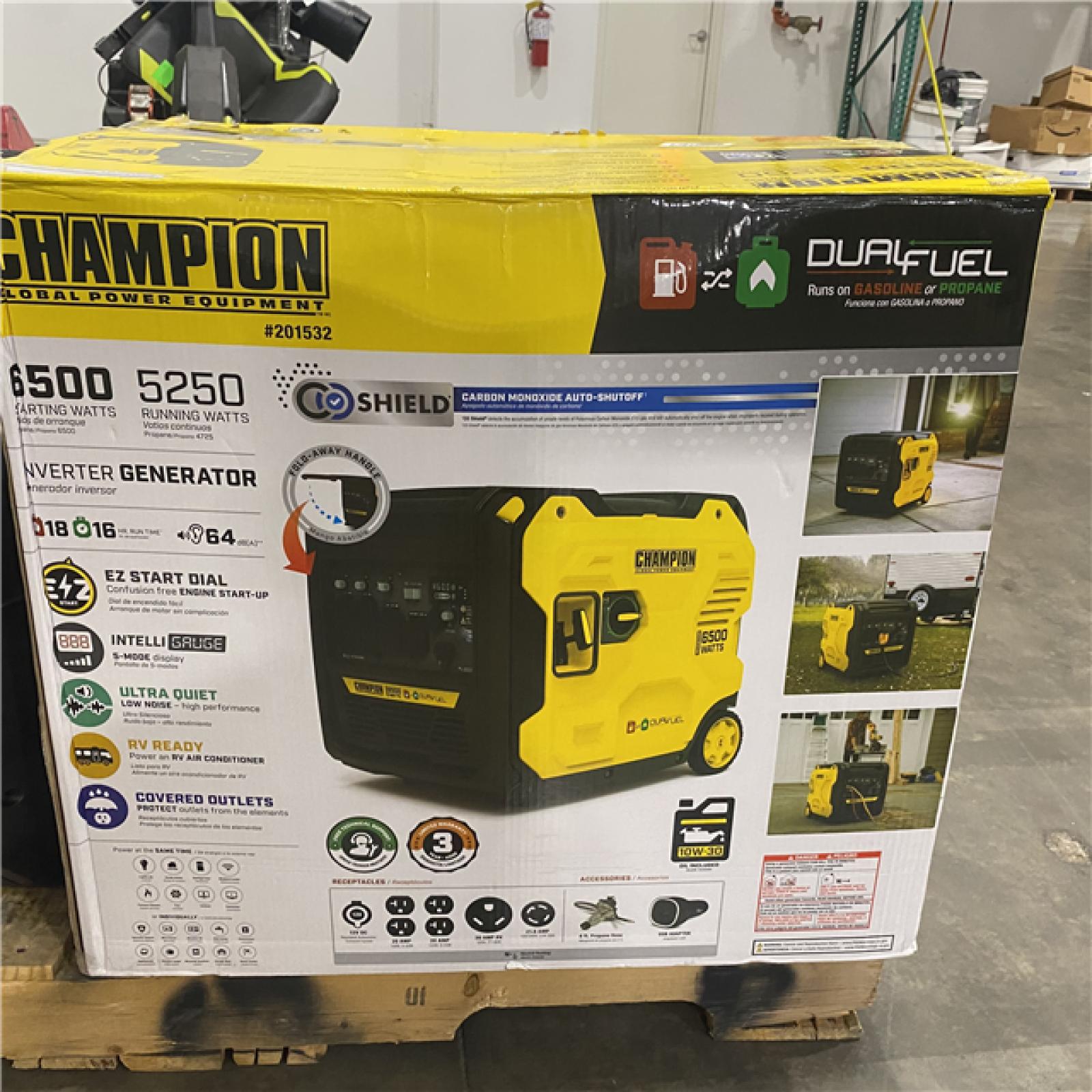 Dallas Location - As-Is Champion 201532 6500W Dual Fuel Inverter Generator