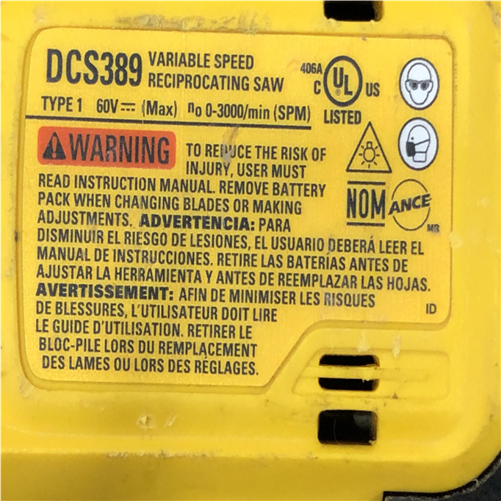 AS-IS DEWALT FLEXVOLT 60V MAX Cordless Brushless Reciprocating Saw (Tool Only)