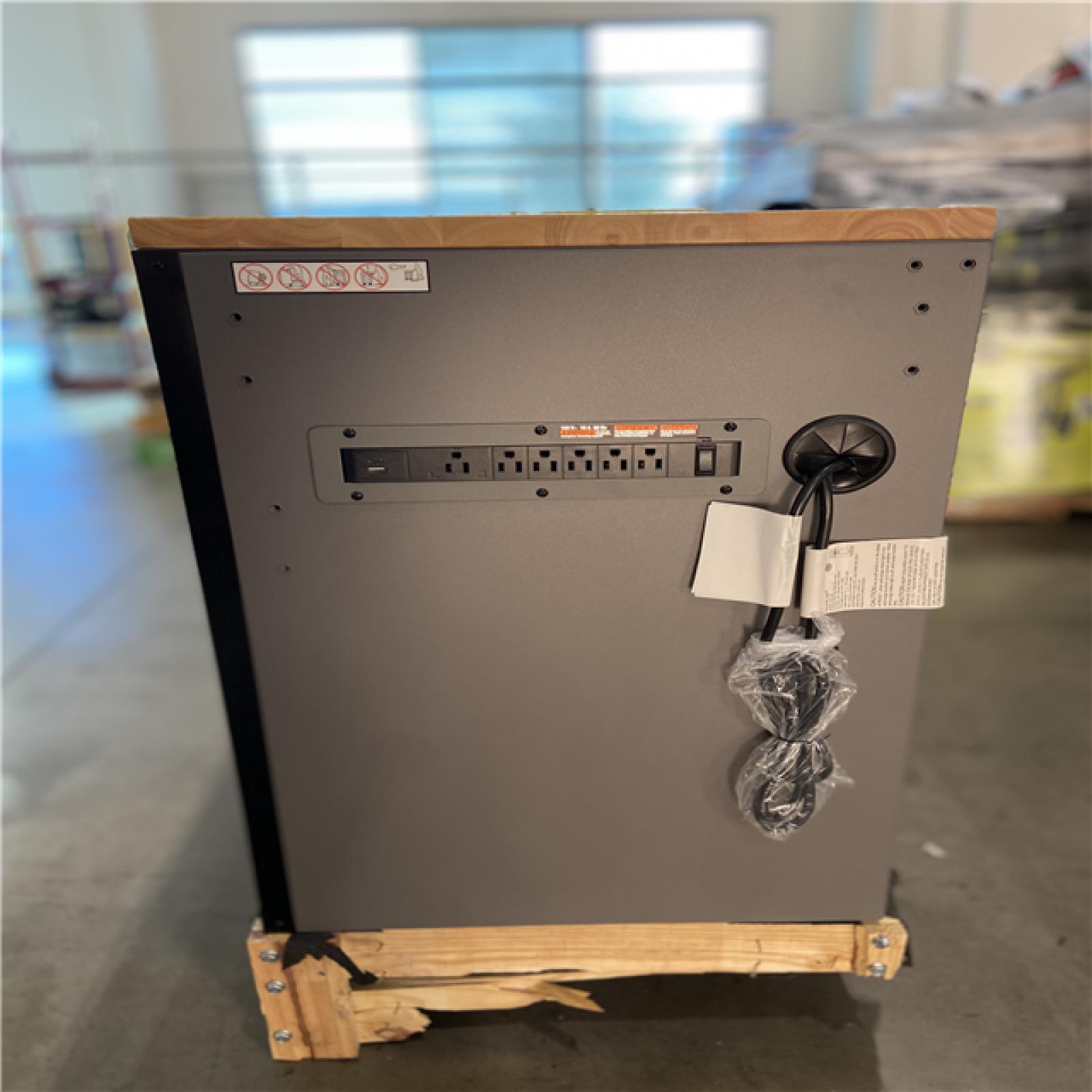 DALLAS LOCATION - Husky Heavy Duty 61 in. W x 23 in. D 15-Drawer Matte Gray Mobile Workbench Cabinet with Solid Wood Top