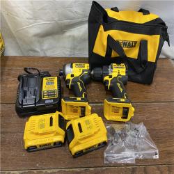 AS-IS Dewalt DCK225D2 20V MAX ATOMIC Brushless Compact Lithium-Ion 1/2 in. Cordless Drill Driver and 1/4 in. Impact Driver Combo Kit with 2 Batteries 2 Ah