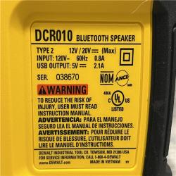 AS-IS DEWALT 20V MAX Cordless Bluetooth Speaker (Tool Only)