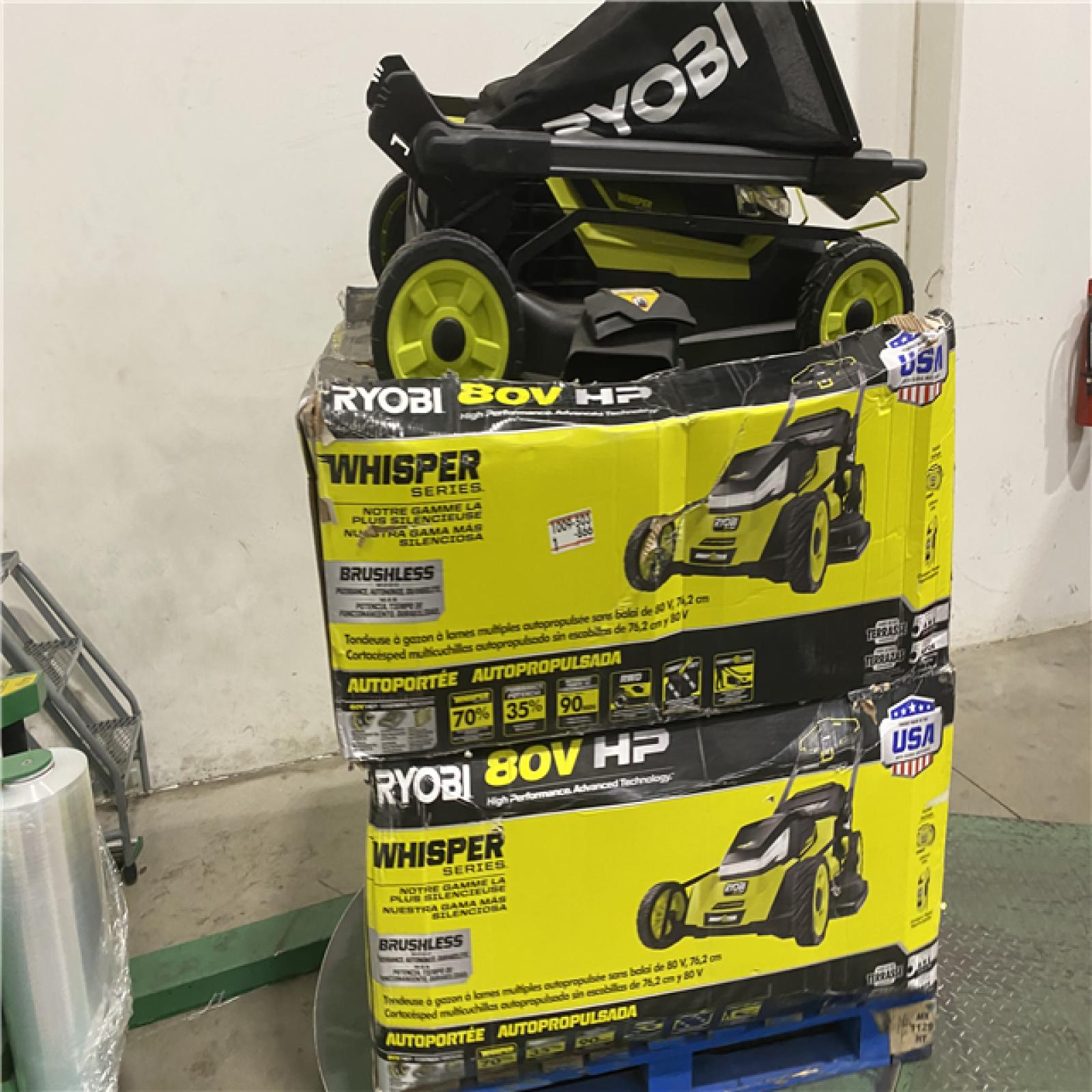 Dallas Location - As-Is RYOBI 80V HP Brushless Battery Cordless Electric 30 in. Multi-Blade Lawn Mower(Lot Of 3)
