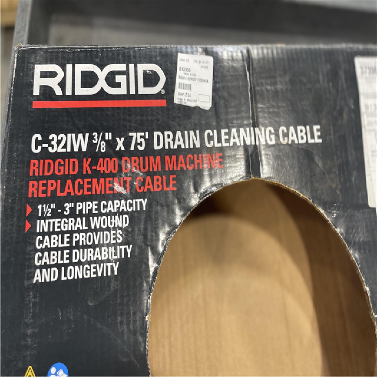 NEW! - RIDGID 3/8 in. x 75 ft. C-32 IW Integral Wound Drain Cleaning Snake Auger Drum Machine Replacement Cable for All K-400 Models