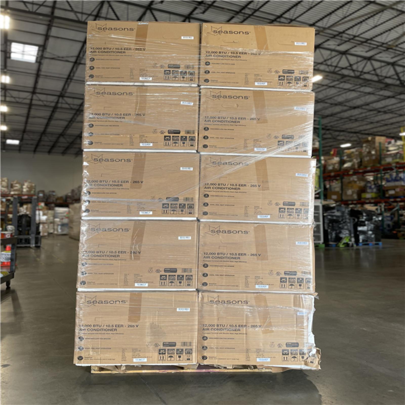 DALLAS LOCATION - AS-IS SEASONS 12 000 BTU 265V AIR CONDITIONER PALLET-(10 UNITS)
