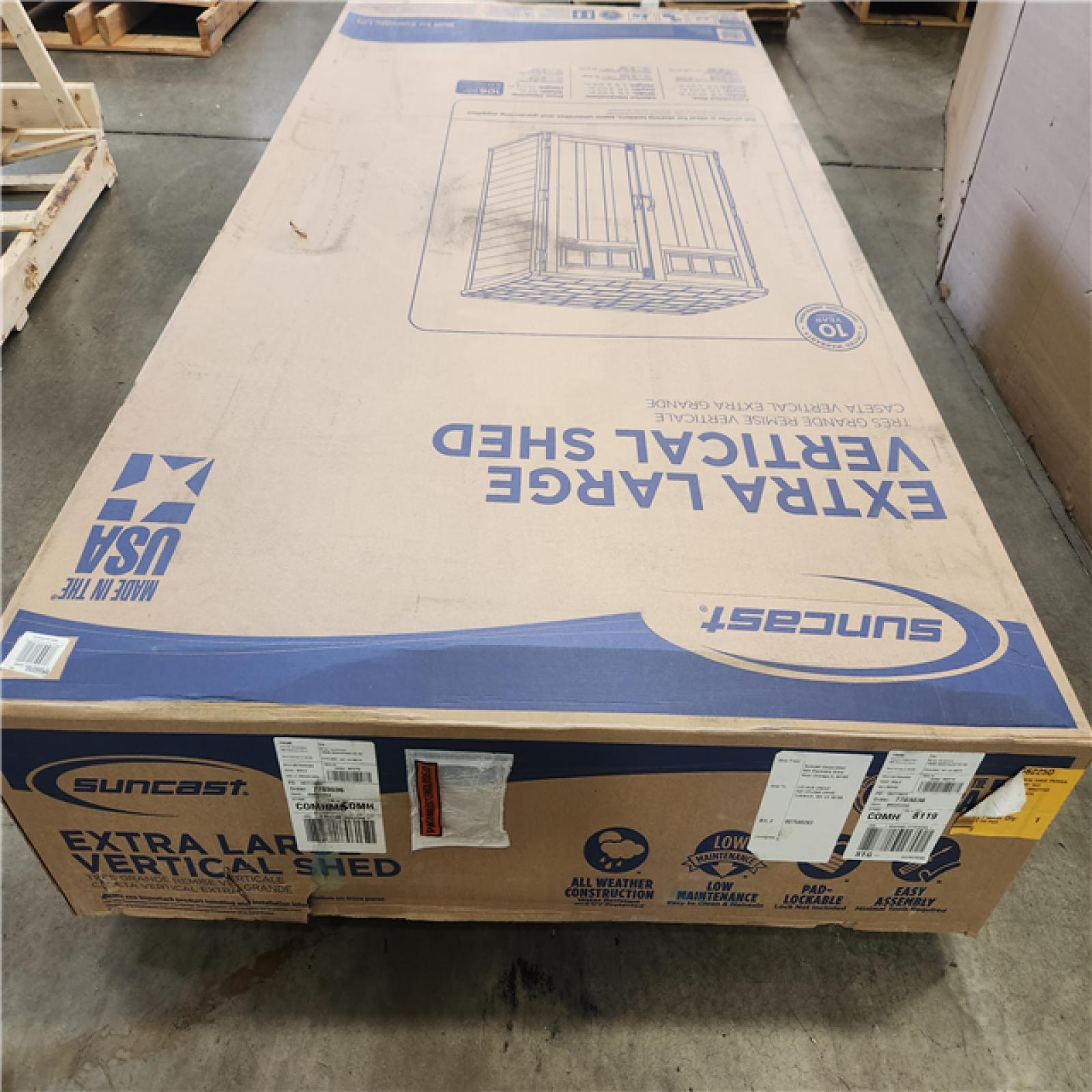 Phoenix NEW Suncast 5 ft. 10.5 in. W x 3 ft. 8.25 in. D x 6 ft. 5.5 in. H XL Plastic Resin Vertical Storage Shed in Peppercorn (Gray)