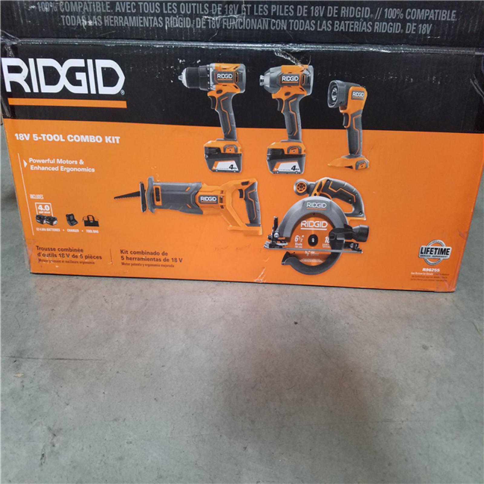 CALIFORNIA AS-IS RIDGID 18V 5-TOOL COMBO