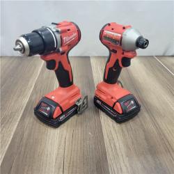 AS-IS Milwaukee M18 18V Lithium-Ion Brushless Cordless Compact Drill/Impact Combo Kit (2-Tool) W/(2) 2.0 Ah Batteries, Charger & Bag