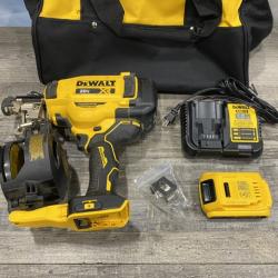 AS-IS DEWALT 20V MAX Lithium-Ion 15-Degree Electric Cordless Roofing Nailer Kit
