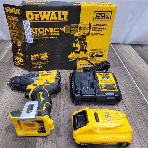 AS-IS DEWALT ATOMIC 20-Volt Lithium-Ion Cordless 1/2 in. Compact Hammer Drill with 3.0Ah Battery, Charger and Bag