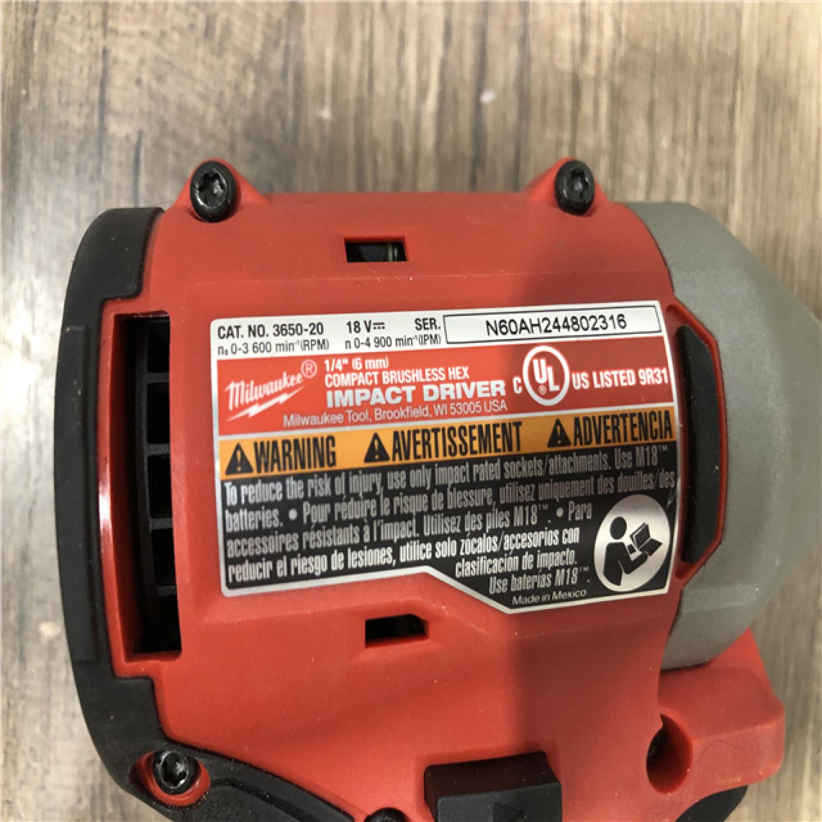 AS-IS Milwaukee 18V Lithium-Ion Brushless Cordless 1/4 in. Compact Impact Driver (Tool Only)