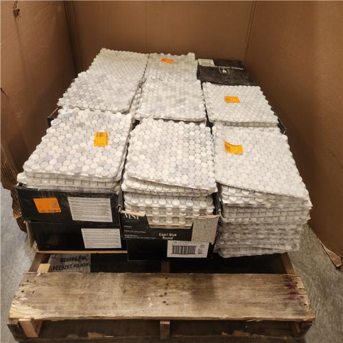 Phoenix MSI Capri Blue Penny Round 12 in. x 12 in. x 0.38 in. Honed Marble Mesh-Mounted Mosaic Floor and Wall Tile Pallet (18+Boxes)