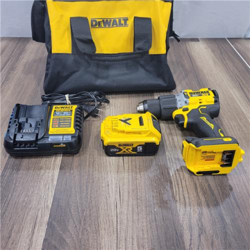 AS-IS DEWALT 20V Lithium-Ion Compact Cordless 1/2 in. Hammer Drill with 20V MAX XR 5 Ah Battery Pack and Charger