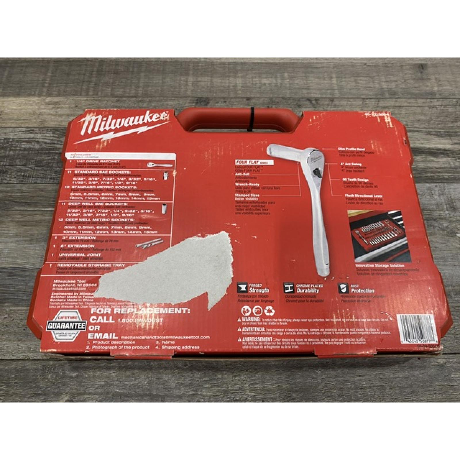 NEW - Milwaukee 1/4 in. Drive SAE/Metric Ratchet and Socket Mechanics Tool Set (50-Piece)