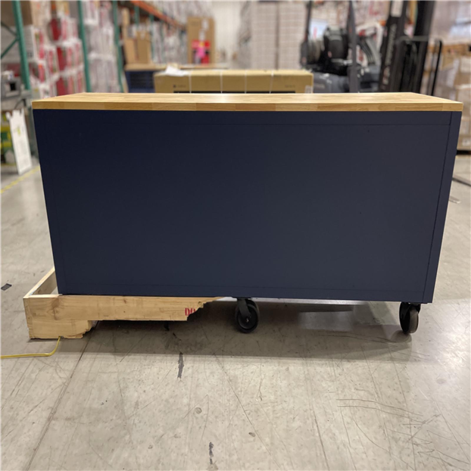 DALLAS LOCATION- AS-IS Husky Tool Storage Heavy Duty 84 in. W x 24 in. D Matte Blue Mobile Workbench Cabinet