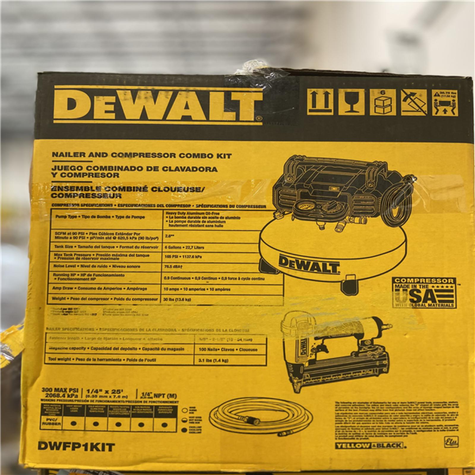 DALLAS LOCATION - DEWALT 6 Gal. 18-Gauge Brad Nailer and Heavy-Duty Pancake Electric Air Compressor Combo Kit